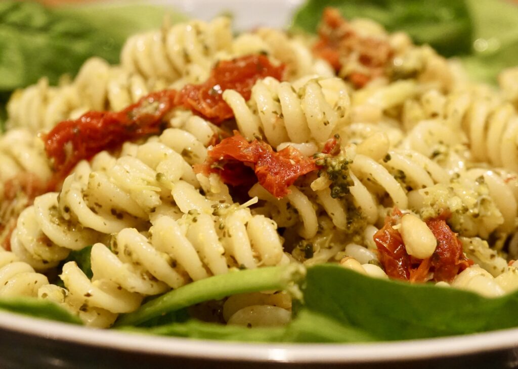 Fusilli with broccoli and pine nuts