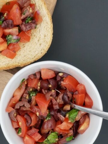 Tomato and olive bruschetta