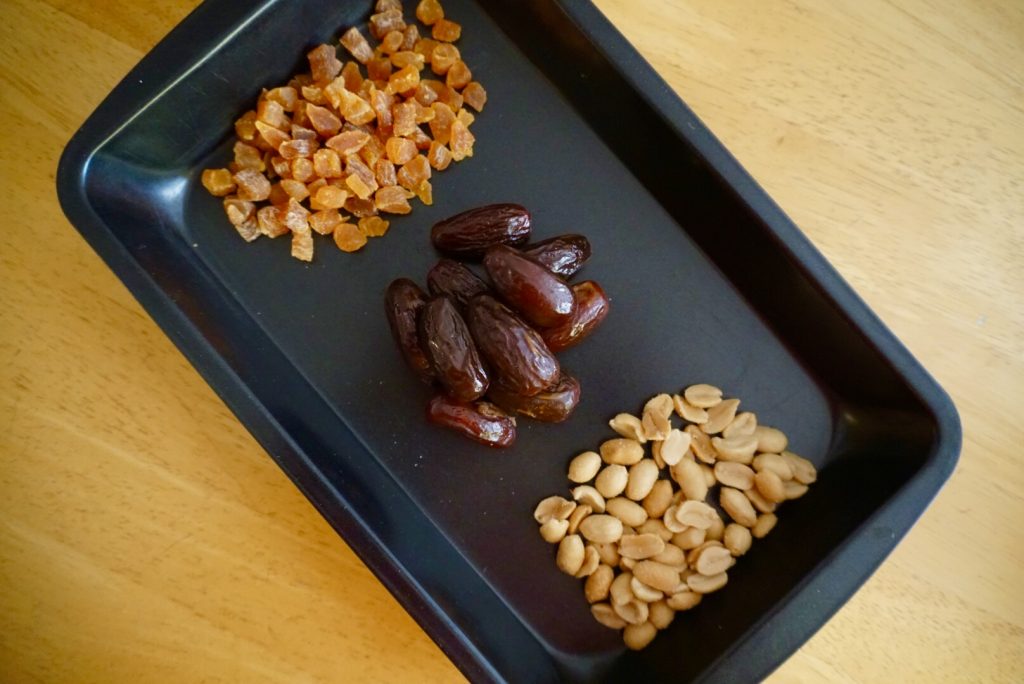 Peanuts, dates and dried apricots