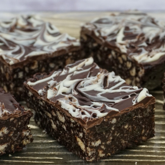 Marbled chocolate tiffin with ginger