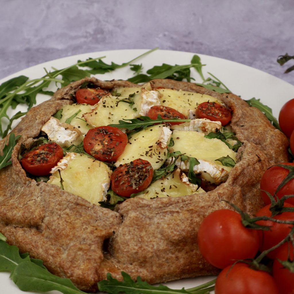 Camembert and cherry tomato galette