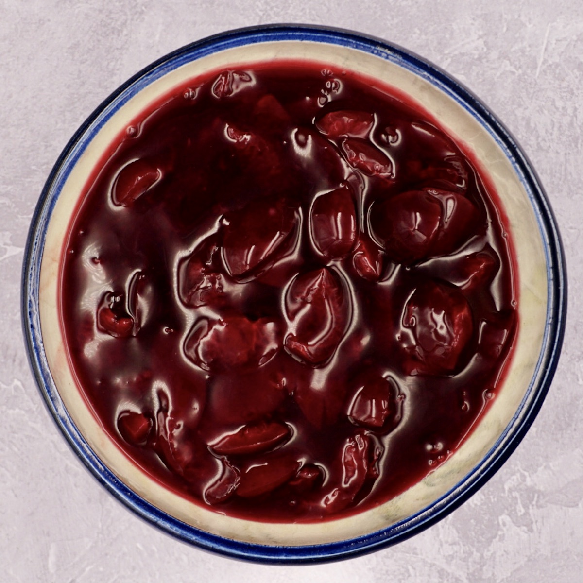 Fresh cherry sauce in a bowl