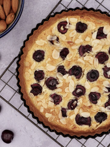 Cherry and almond Bakewell tart