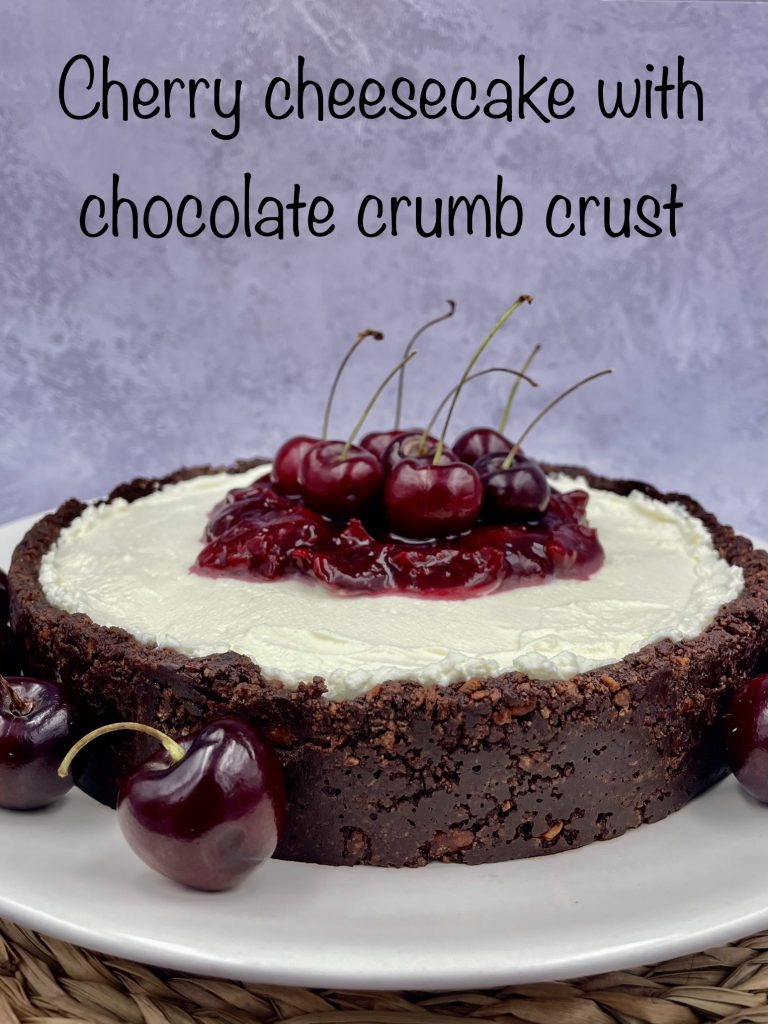 Cherry cheesecake with chocolate crumb crust