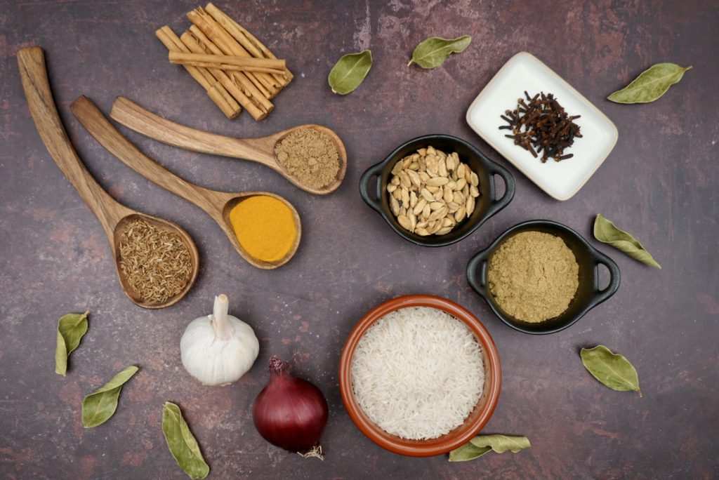 Ingredients for fragrant pilau rice