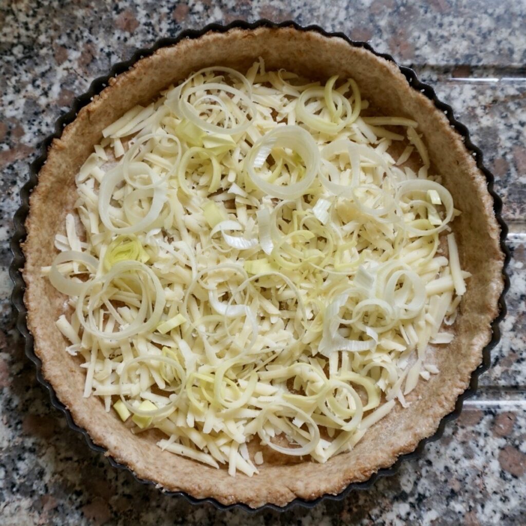 Cheese and leek in a pastry case