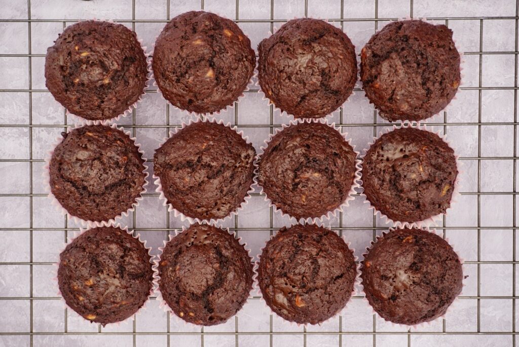 Double chocolate banana muffins