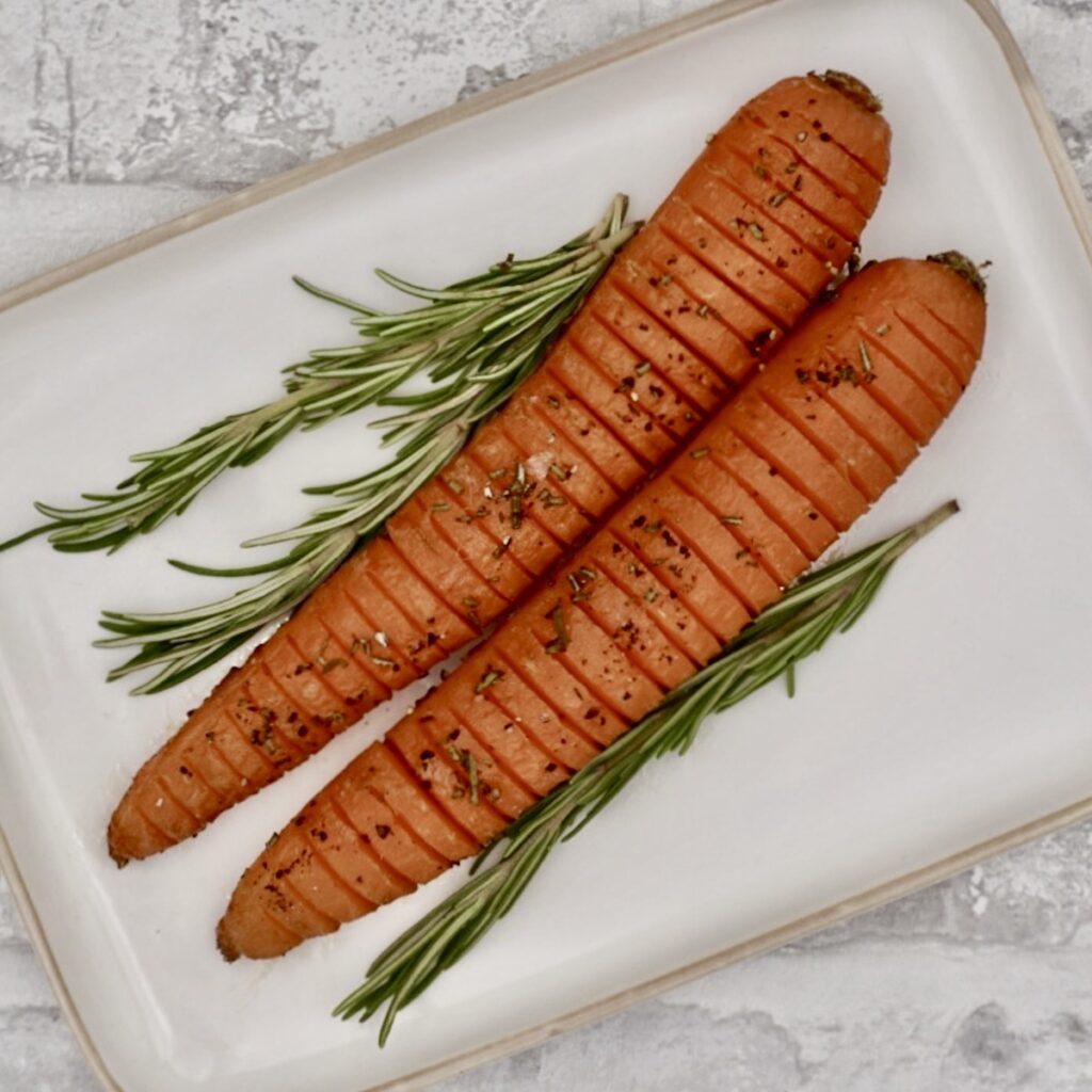 Hasselback carrots with honey and rosemary