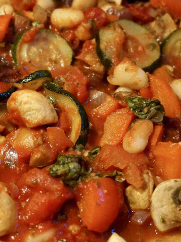 A close up view of Mediterranean vegetable stew.