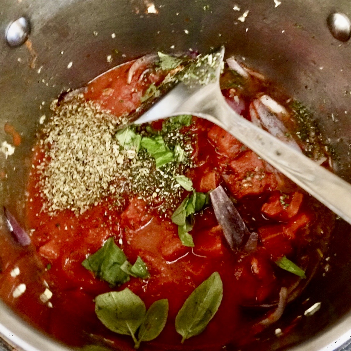 Preparing tomato sauce for pasta