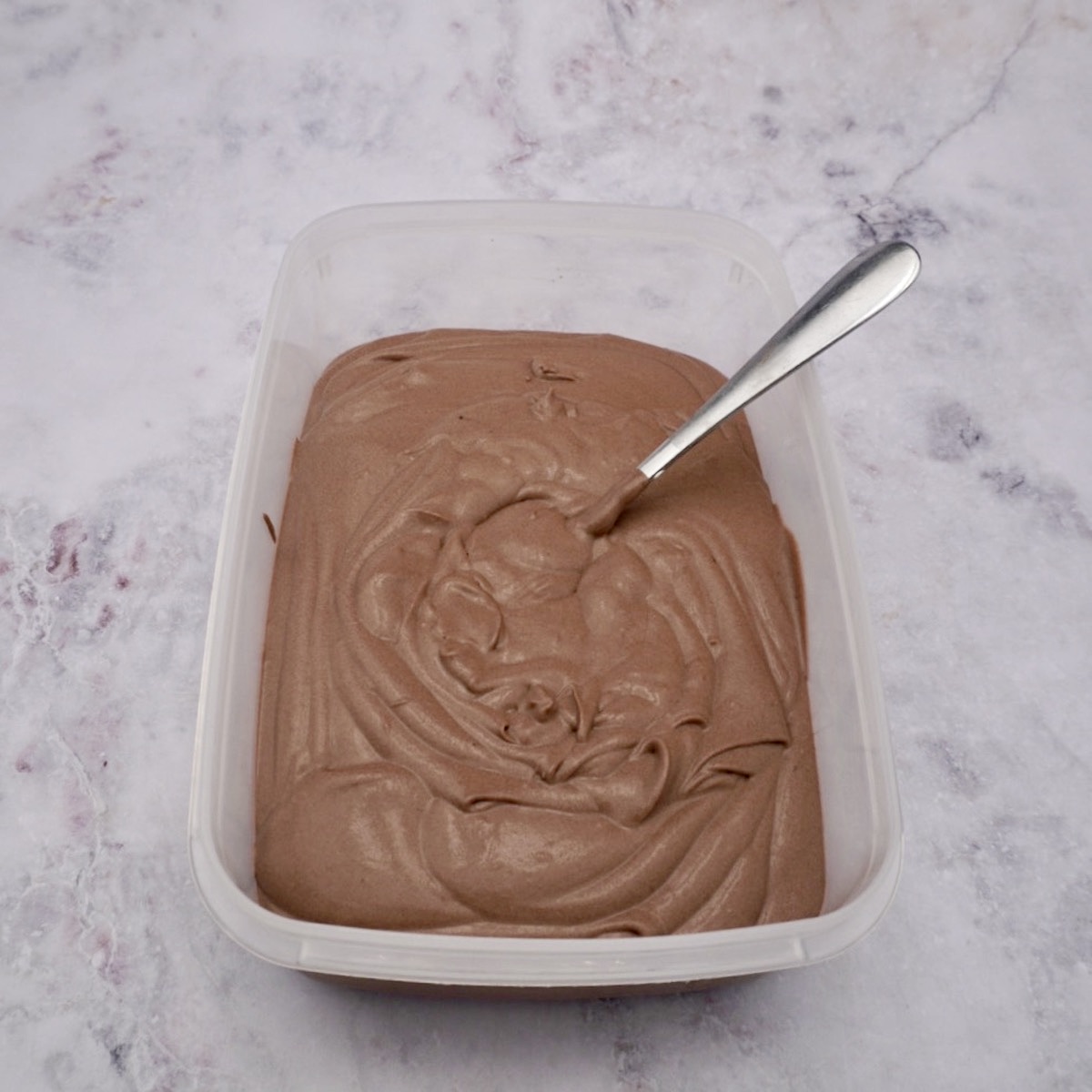 Preparing no churn chocolate ice cream