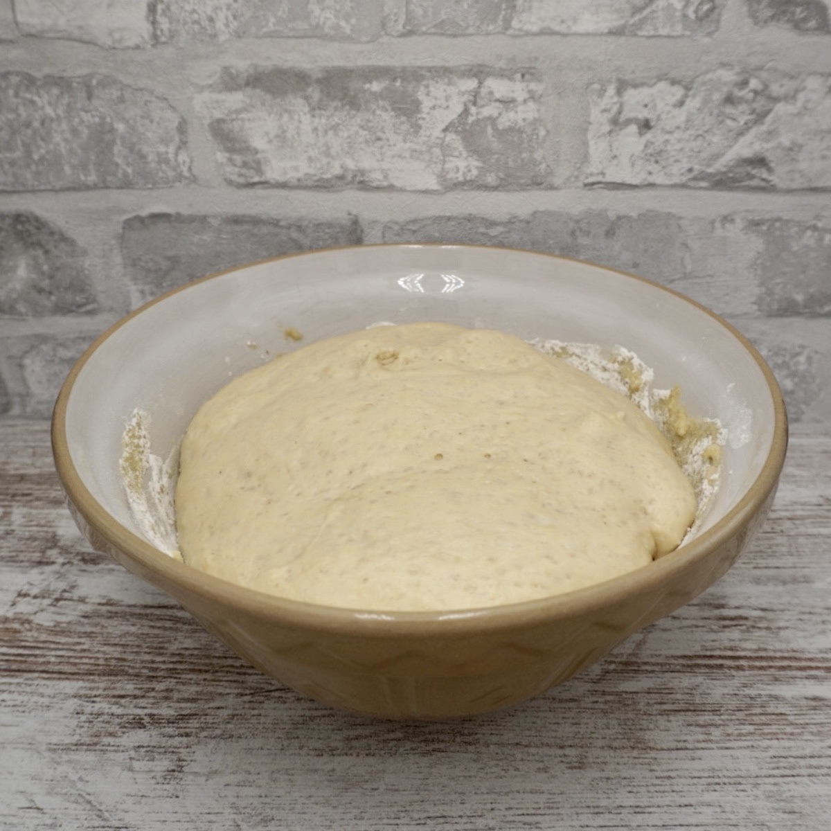 Bread dough proving in a bowl