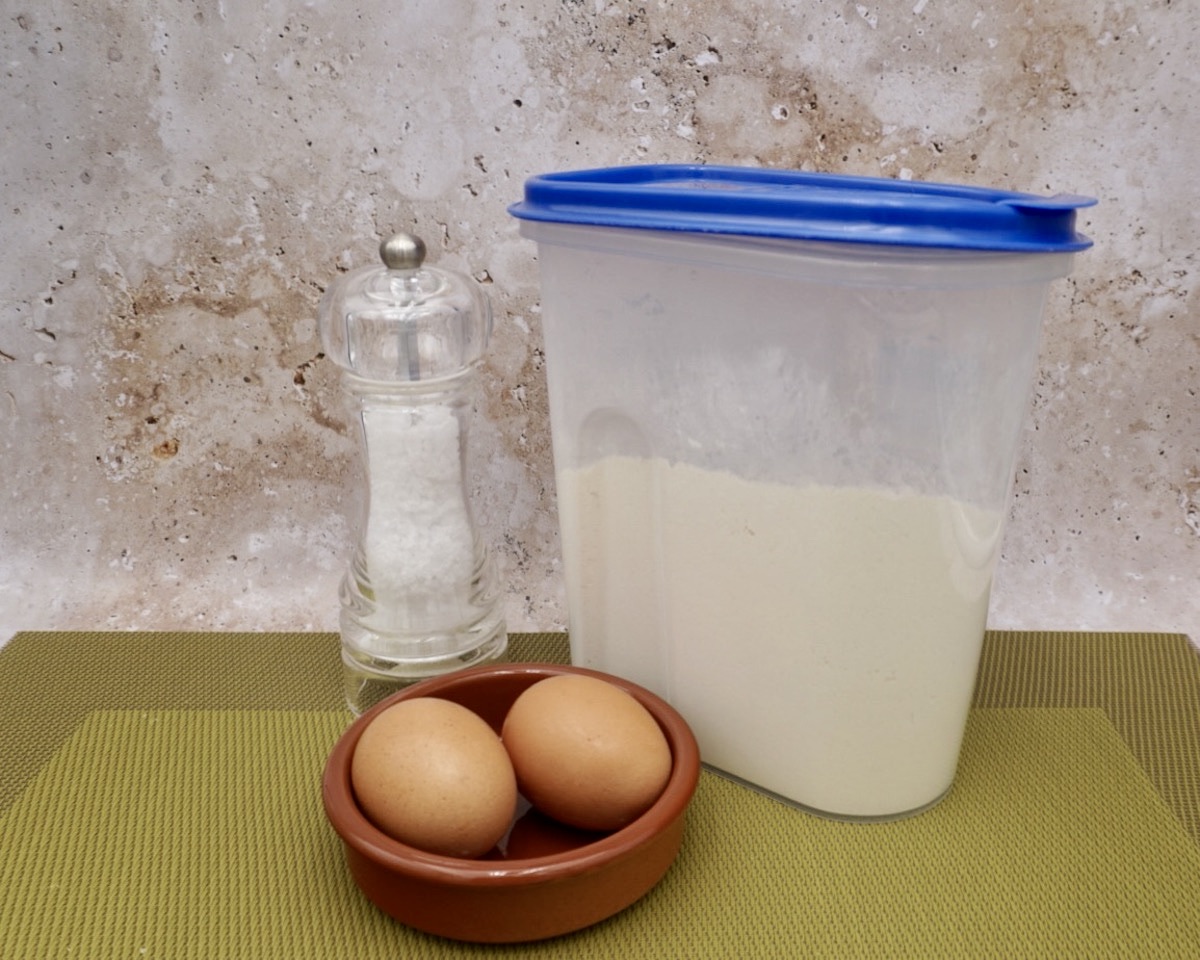 Flour, eggs and salt
