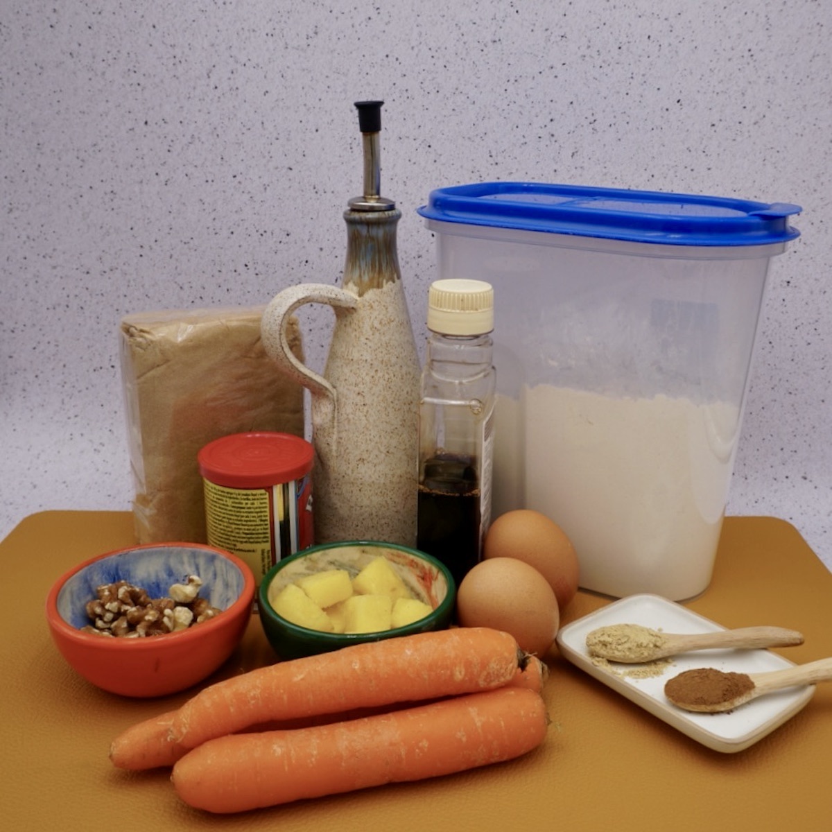 Ingredients for carrot cake muffins