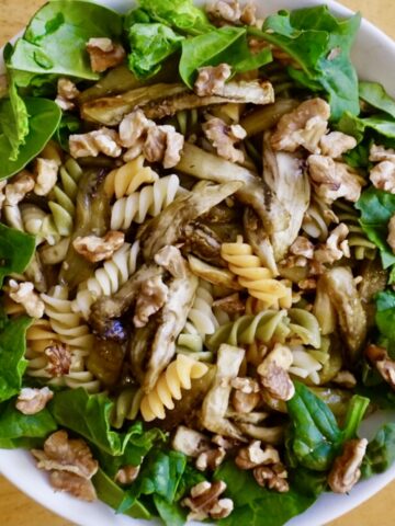 Aubergine and pasta salad