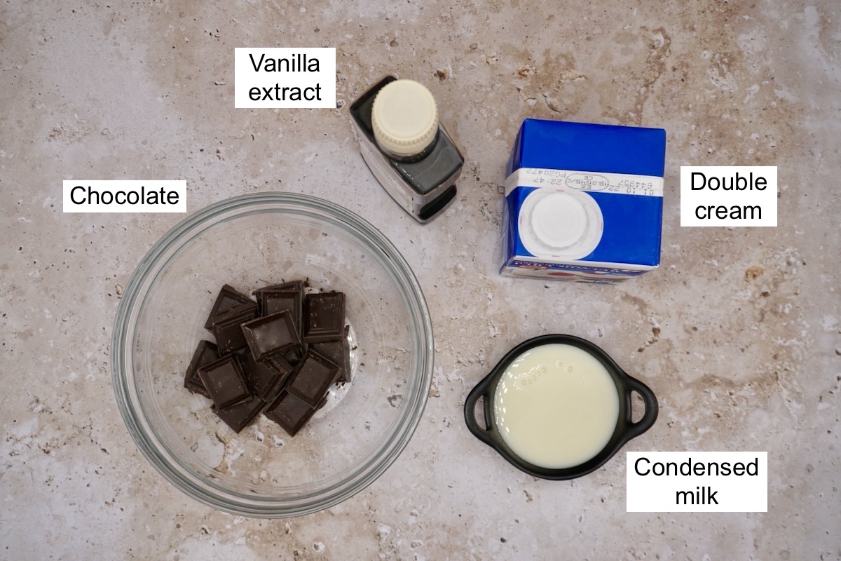Ingredients for stracciatella ice cream