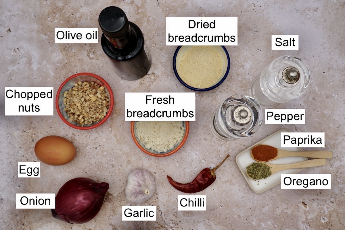 Ingredients for nut cutlets