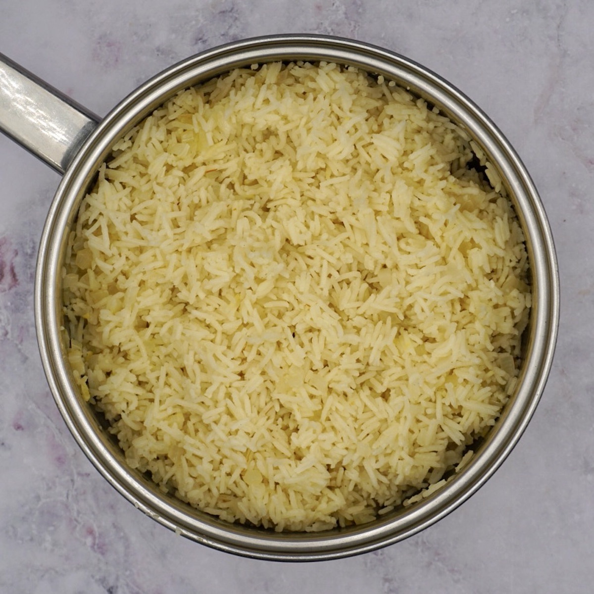 Saffron rice in a pan