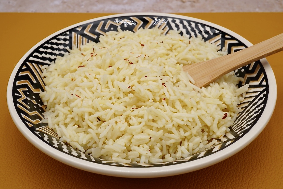 A bowl of saffron rice