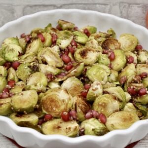 Roast sprouts with pomegranate