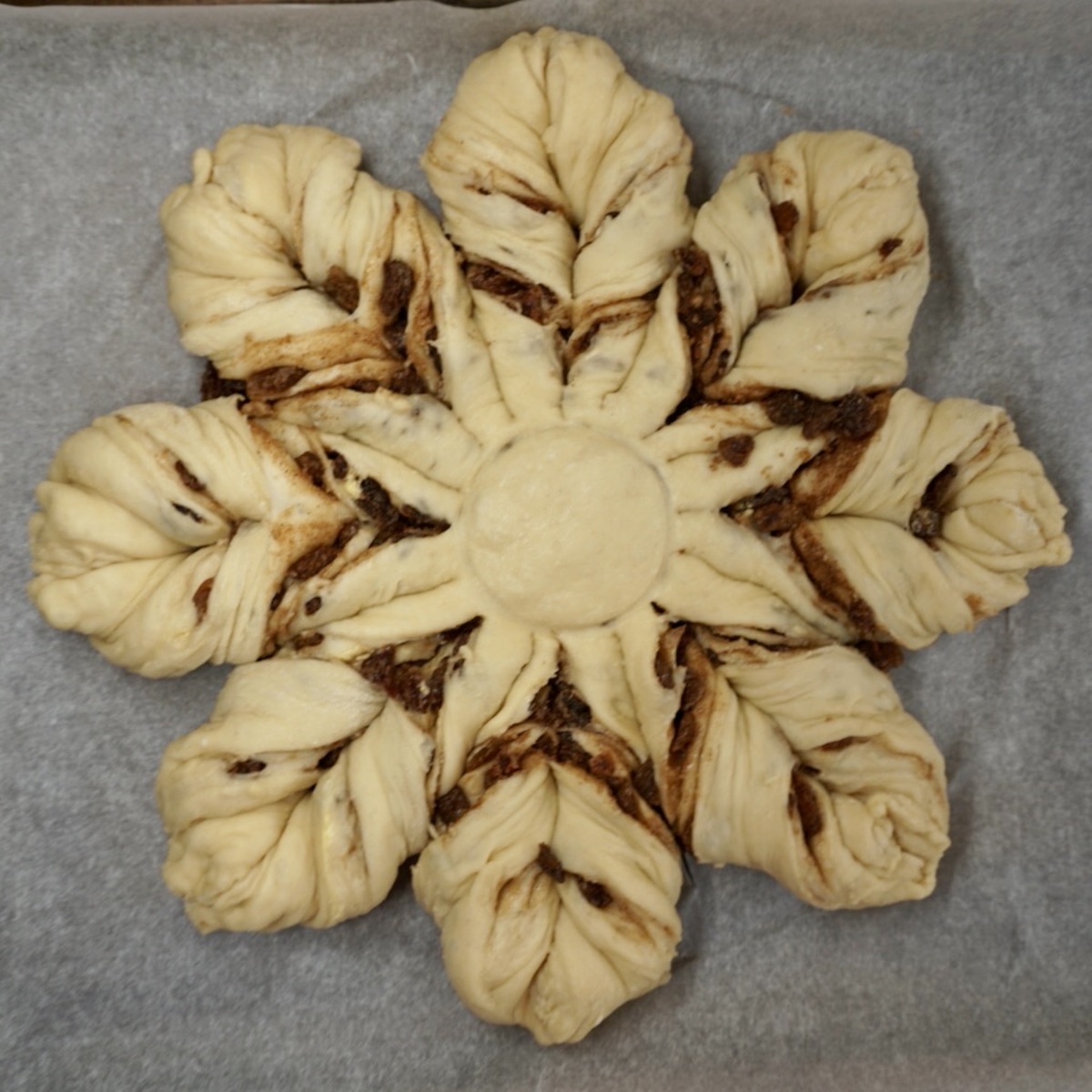 Unbaked star bread.