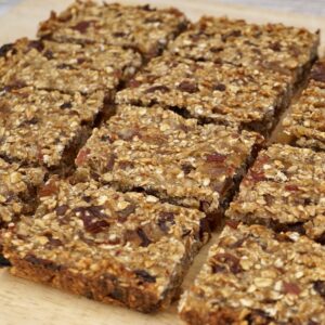 Flapjack cut into portions.