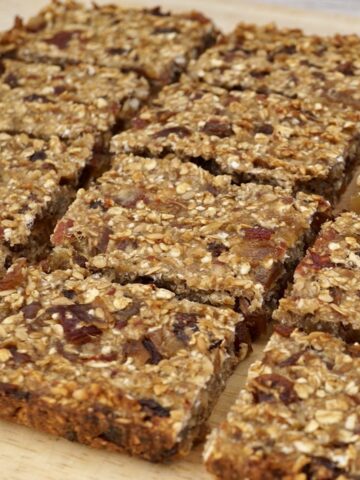 Flapjack cut into portions.