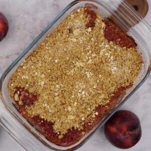 Fruit crumble with crumble topping.