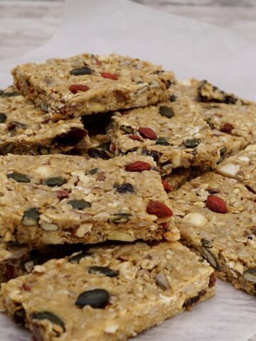 A stack of homemade granola bars.