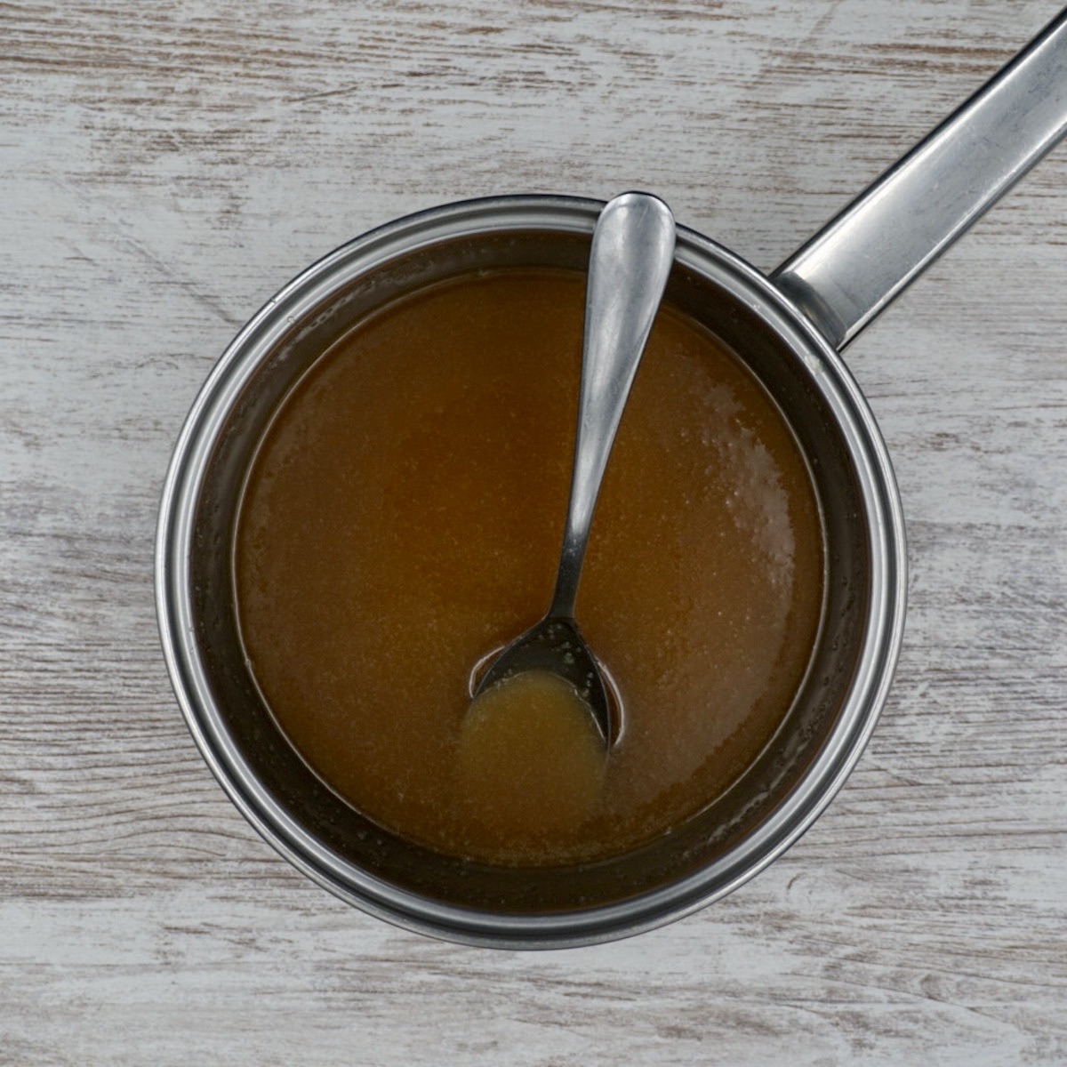 Melted baking ingredients in a pan.