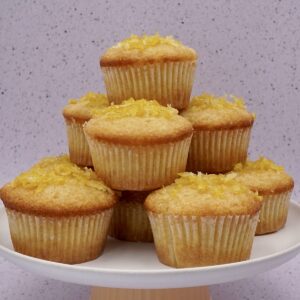 A stack of lemon drizzle cupcakes.