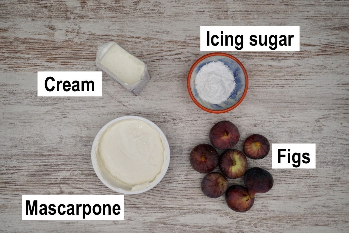 Annotated ingredients for fig mousse.